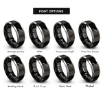 font options for inside engraving on black & gray whammy bar rings