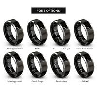 font options for inside engraving on black & gray whammy bar rings