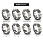 font options for inside engraving on grey whammy bar rings