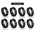 font options for inside engraving on black & silver wheat sheaf rings