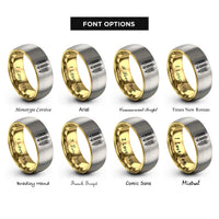 font options for inside engraving on gold & gray wheat sprigs rings