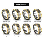 font options for inside engraving on gold & grey wheat sprigs rings