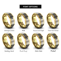 font options for inside engraving on gold & silver wheat sprigs rings
