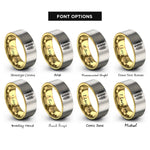 font options for inside engraving on gold & gray wheat sprigs rings