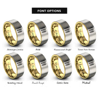font options for inside engraving on gold & gray wheat sprigs rings