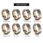 font options for inside engraving on rose gold & gray wheat sprigs rings