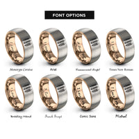 font options for inside engraving on rose gold & gray wheat sprigs rings
