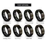 font options for inside engraving on gunmetal & black wheat stalk border rings