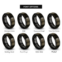 font options for inside engraving on gunmetal & black wheat stalk border rings