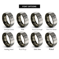 font options for inside engraving on gunmetal & grey wheat stalk border rings
