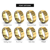 font options for inside engraving on gold & gray wheat stalk rings