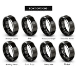 font options for inside engraving on black & silver wheel year rings