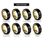 font options for inside engraving on black & gold wheelchair racer rings