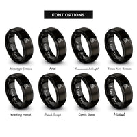 font options for inside engraving on black wheelchair racer rings