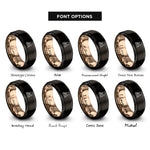 font options for inside engraving on black & rose gold wheelchair user rings