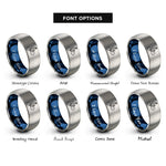 font options for inside engraving on blue & gray wheelie cyclist rings