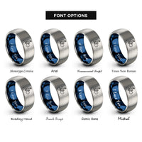 font options for inside engraving on blue & gray wheelie cyclist rings