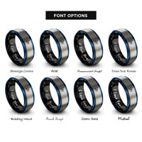 font options for inside engraving on black & blue & grey wheelie rider rings