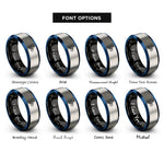 font options for inside engraving on black & blue & grey wheelie rider rings