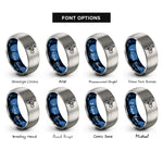 font options for inside engraving on blue & silver wheelie rider rings