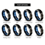 font options for inside engraving on black & blue & silver whelk shell rings