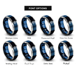 font options for inside engraving on blue & grey whirlpool spiral circle rings