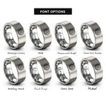 font options for inside engraving on silver whirlpool spiral circle rings