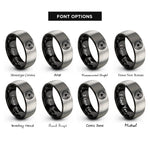 font options for inside engraving on black & grey whirlpool swirl circle rings