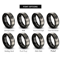 font options for inside engraving on black & gray whirlpool swirl circle rings
