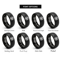 font options for inside engraving on black whirlpool swirl circle rings