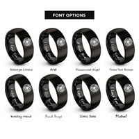 font options for inside engraving on black whirlpool swirl circle rings