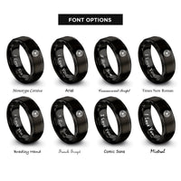 font options for inside engraving on black whirlpool swirl circle rings