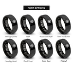 font options for inside engraving on black whirlpool swirl circle rings