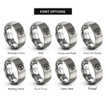 font options for inside engraving on gray whirlpool swirl circle rings