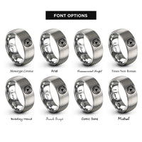 font options for inside engraving on gray whirlpool swirl circle rings