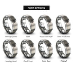 font options for inside engraving on gray whirlpool swirl circle rings