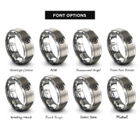 font options for inside engraving on gray whirlpool swirl circle rings