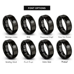 font options for inside engraving on black whirlwind spiral circle rings