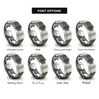font options for inside engraving on silver whirlwind spiral circle rings