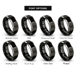 font options for inside engraving on black & gray whisk rings