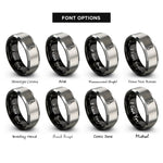 font options for inside engraving on black & gray whisk rings