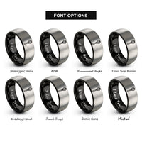 font options for inside engraving on black & silver whisk rings