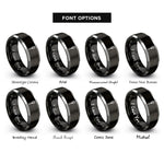 font options for inside engraving on black & gray whisk rings