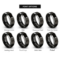 font options for inside engraving on black & gray whisk rings