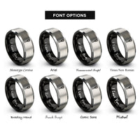 font options for inside engraving on black & grey whisk rings