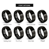 font options for inside engraving on black whisk rings