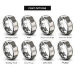 font options for inside engraving on silver whisk rings