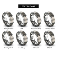 font options for inside engraving on silver whisk rings