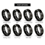 font options for inside engraving on black & gray whiskers heart rings