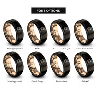 font options for inside engraving on black & rose gold whiskey sour rings